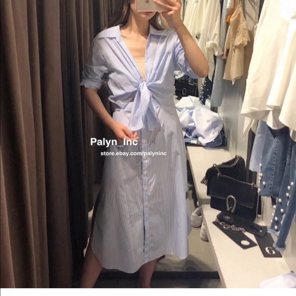 ❤️NWT ZARA STRIPED DRESS WITH KNOTTED DETAIL - Picture 2 of 8